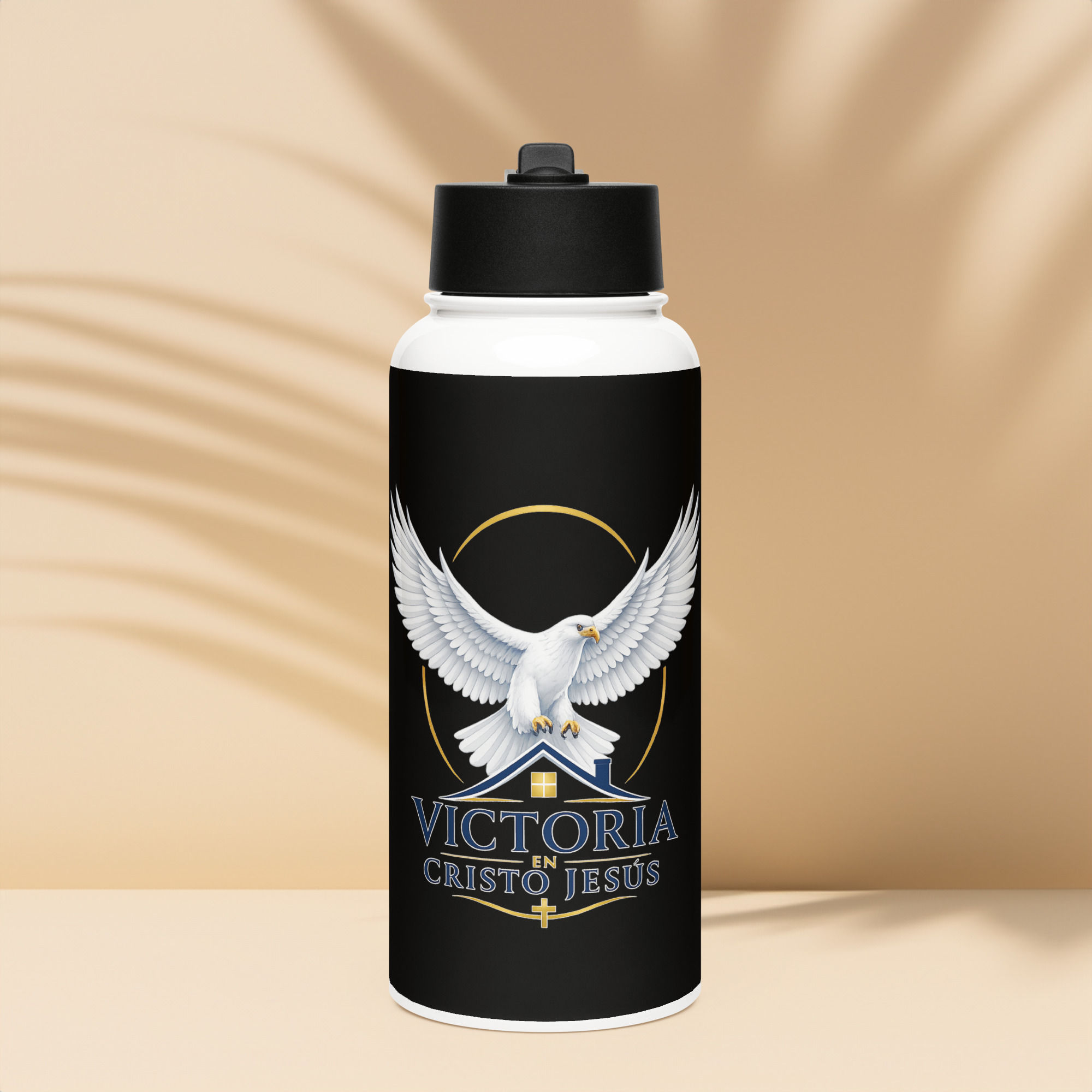 Stainless steel water bottle with a straw lid