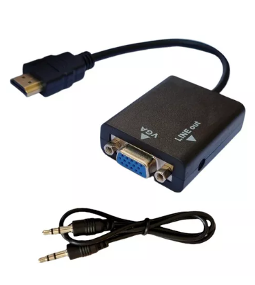 Miniatura: Cabo Conversor Adaptador De Vídeo HDMI P/ VGA Com Áudio P2