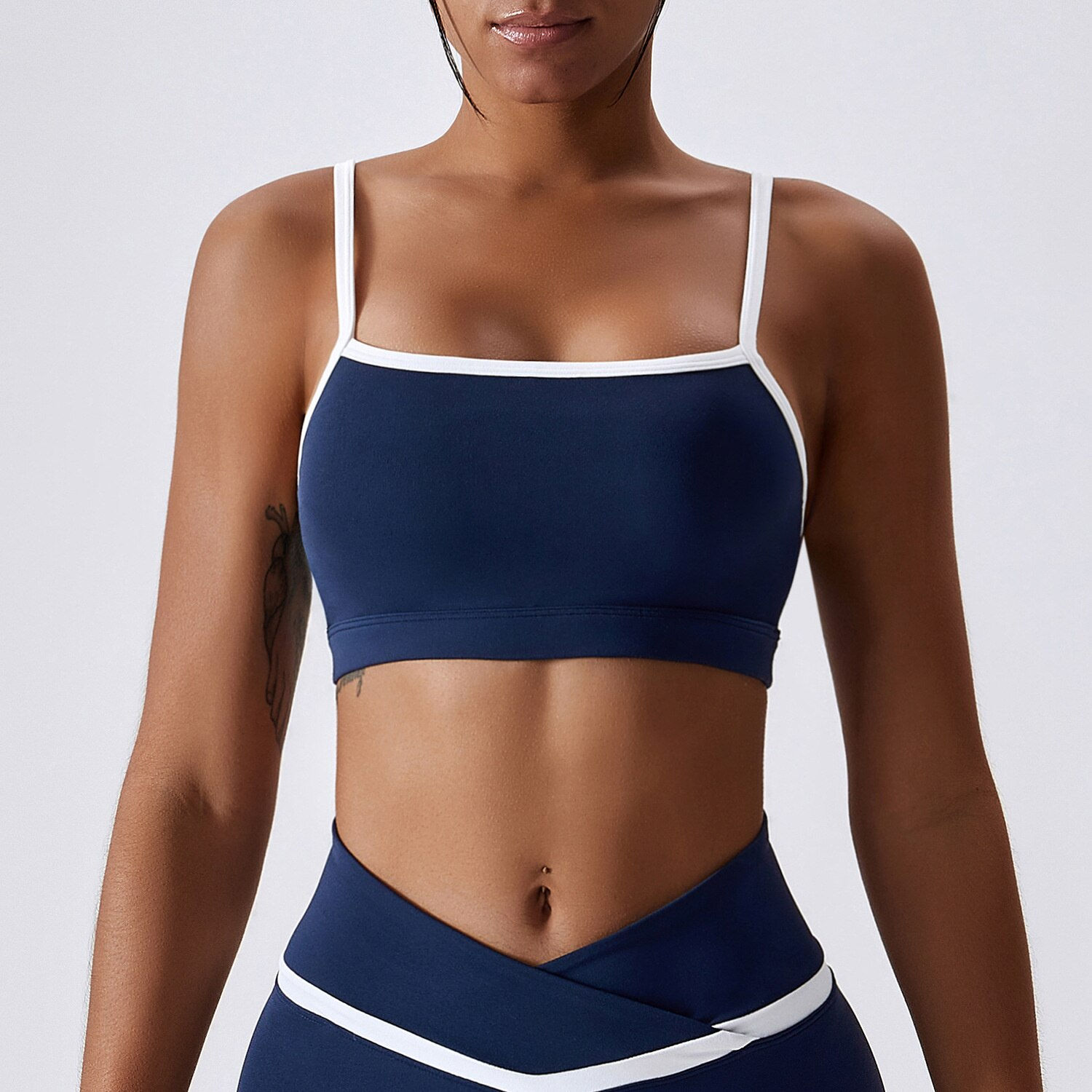Splicing Contrast Sports Bra Thin Shoulder Strap Sports Bra