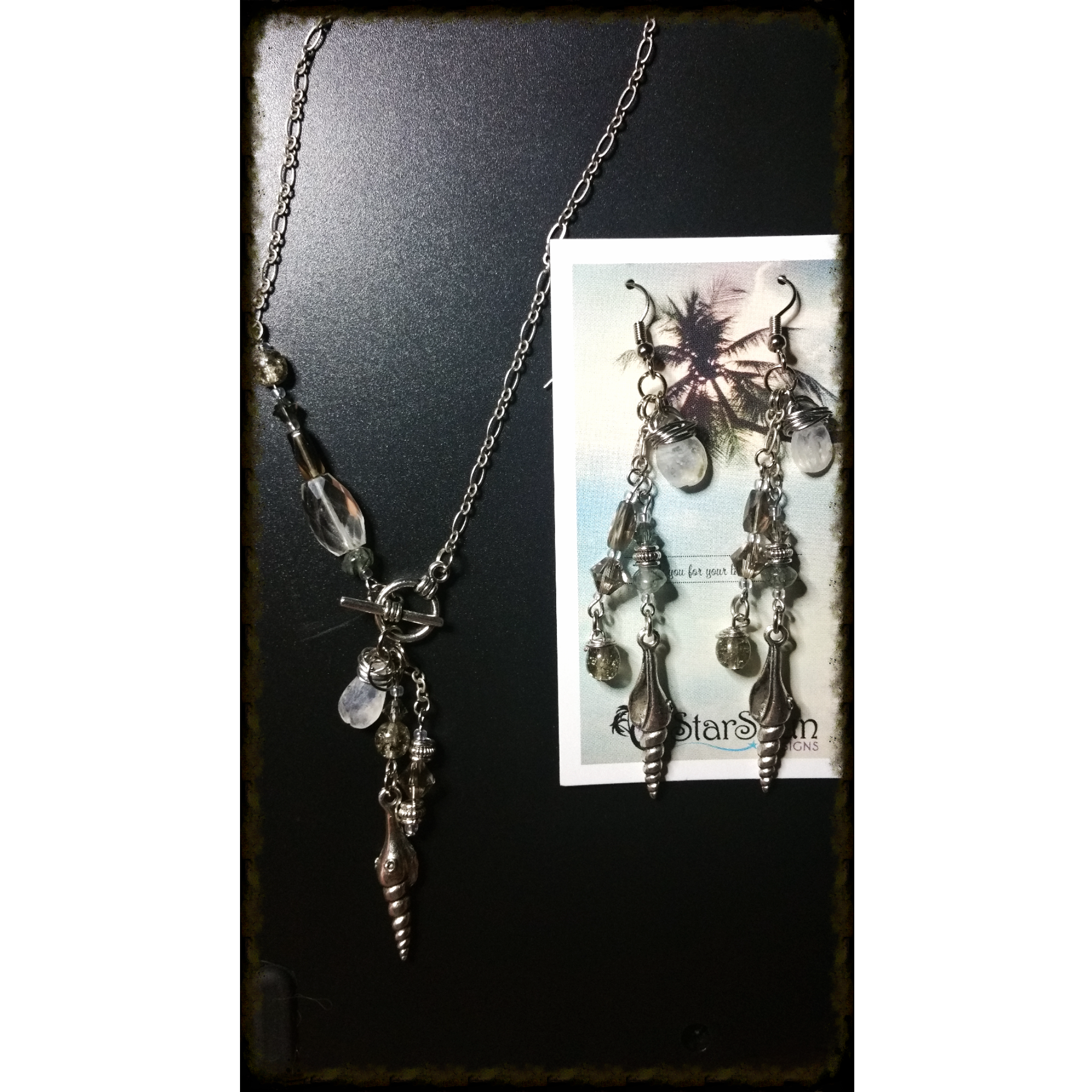 Shell Themed Rainbow Moonstone Set