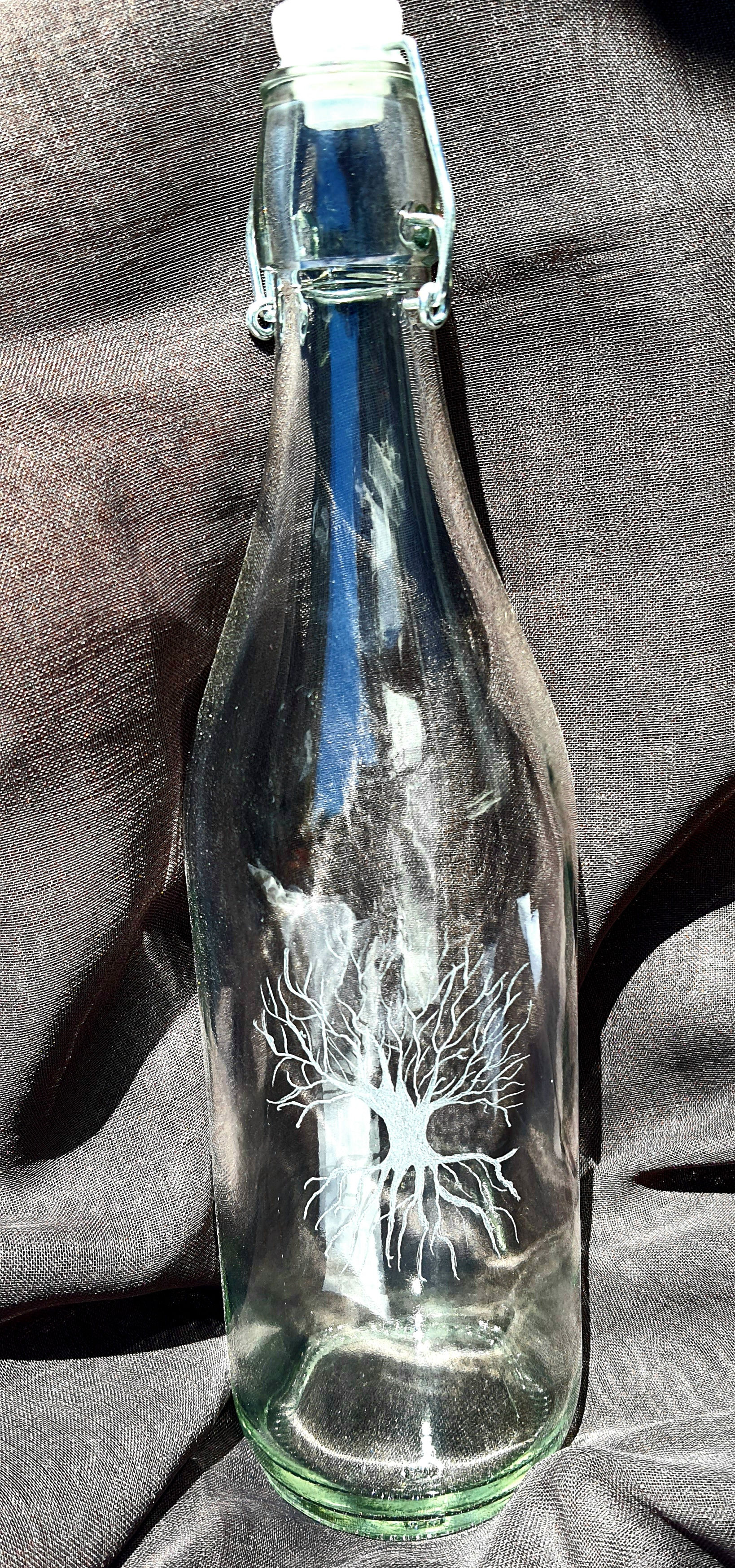 Bouteille en verre graver