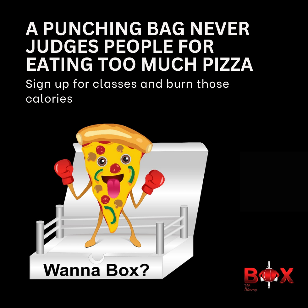 Pizza slice wearing boxing gloves