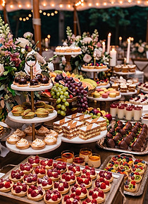 Tiered gourmet dessert table catering for celebrations and corporate events