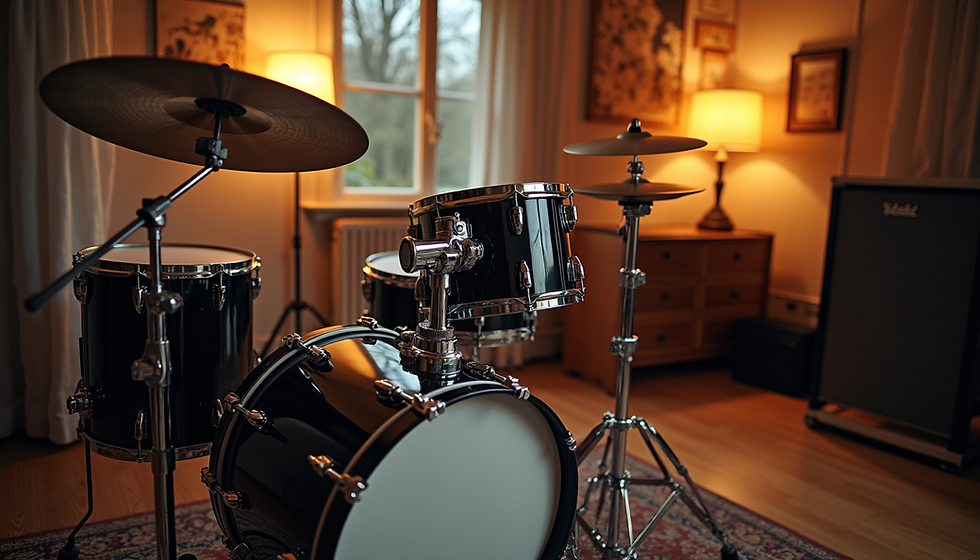 Close-up view of drumsticks hitting a snare drum
