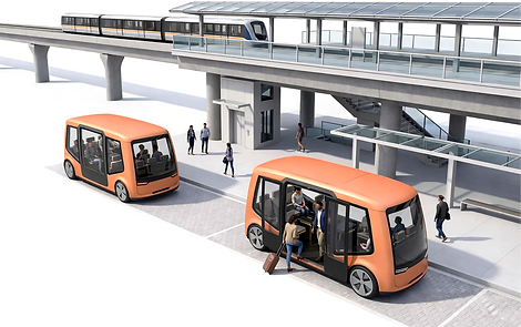 Modern transport hub with electric shutt