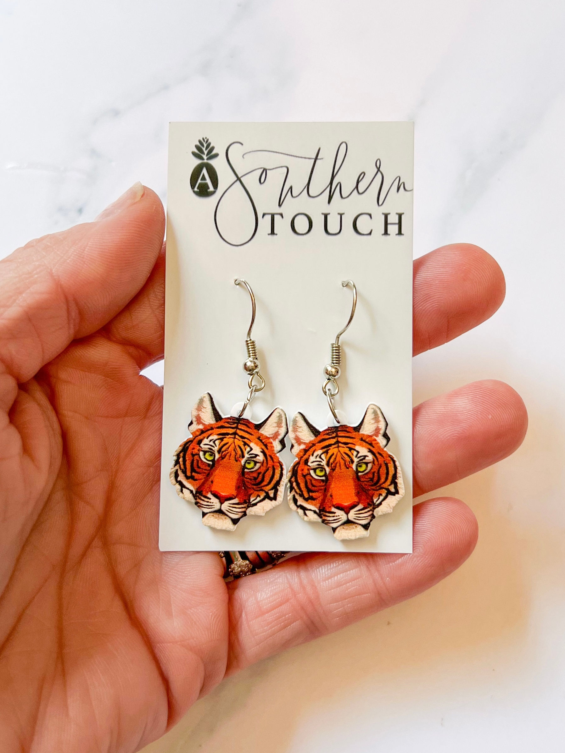 Tiny Tiger Head Earrings