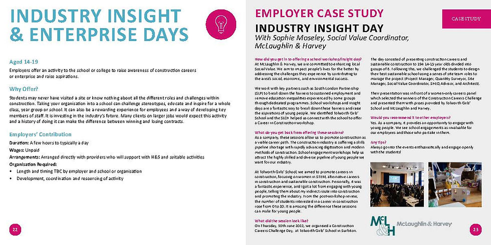 Thumbnail: Ebook page showing a employer case study of a school industry insight day
