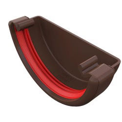 Thumbnail: Brown gutter corner with red interior, for building supplies, 600mm EXT CORNER (FOIL).