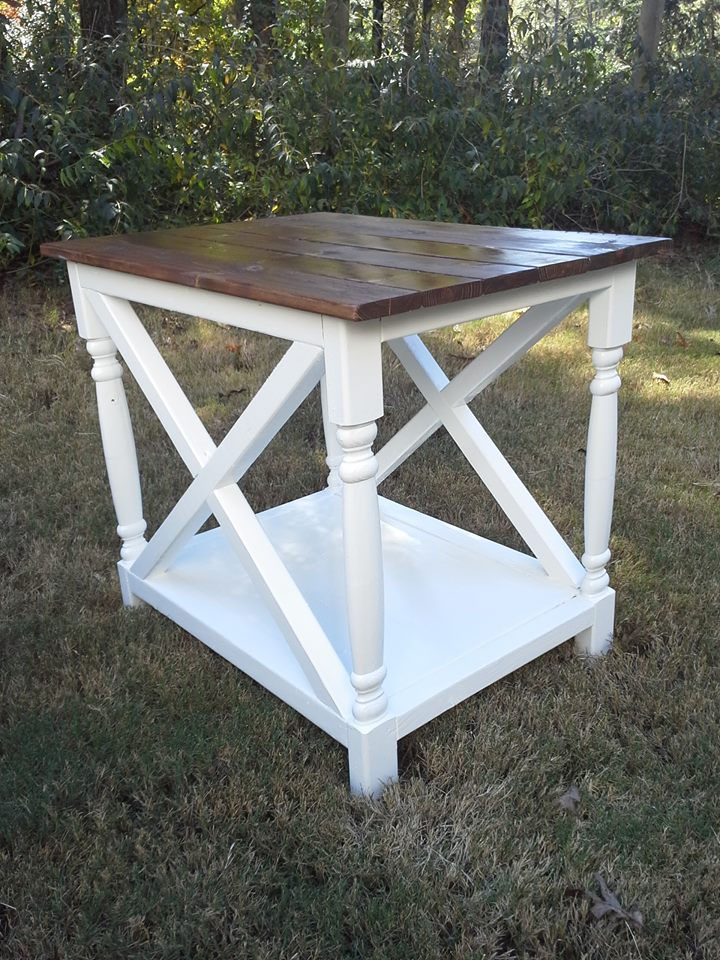 X Side Table with Turned Legs