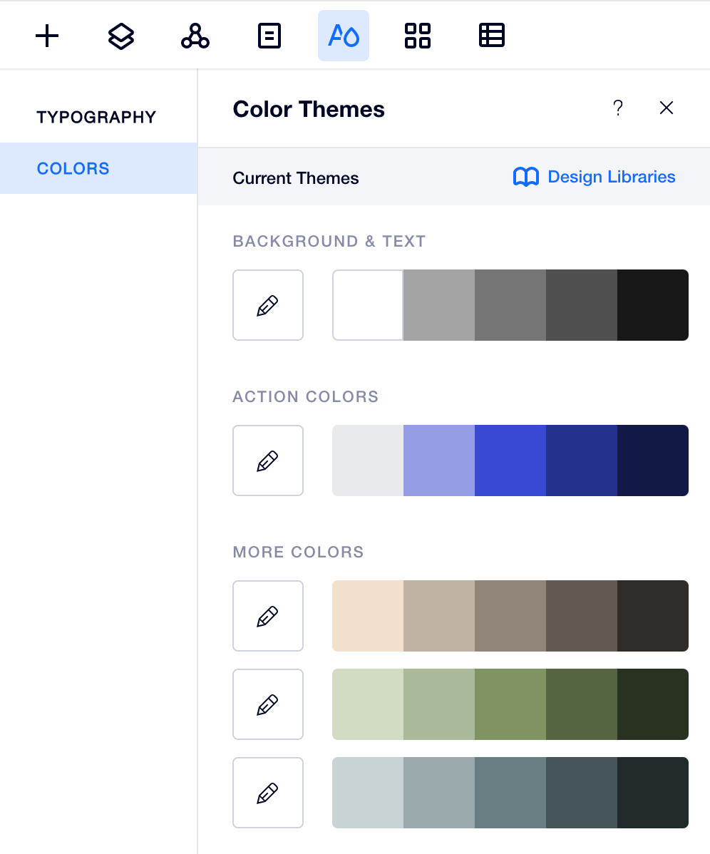 Editor X Theme Manager Color Interface