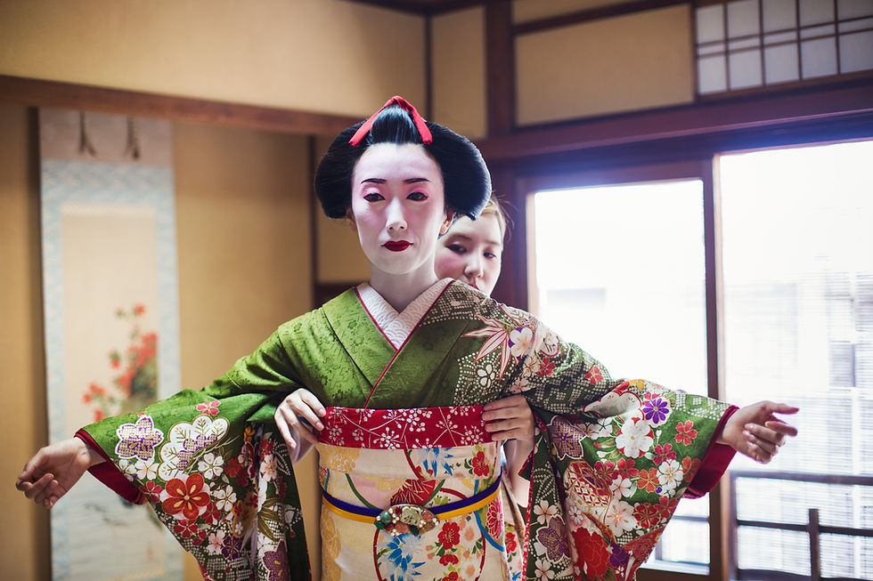 Geisha being dressed