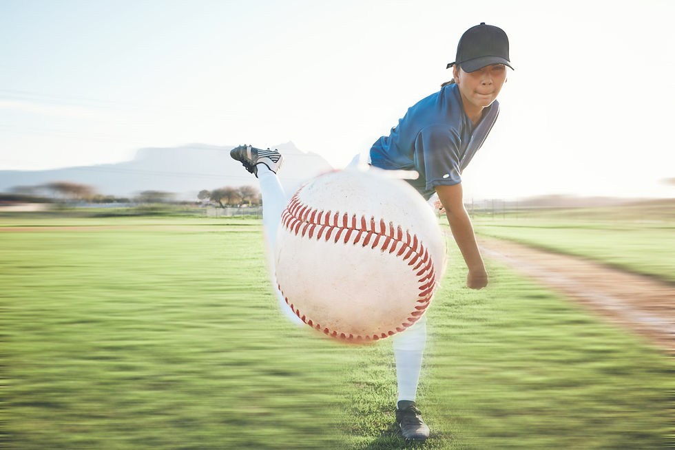 Person playing baseball and pitching a ball outdoor