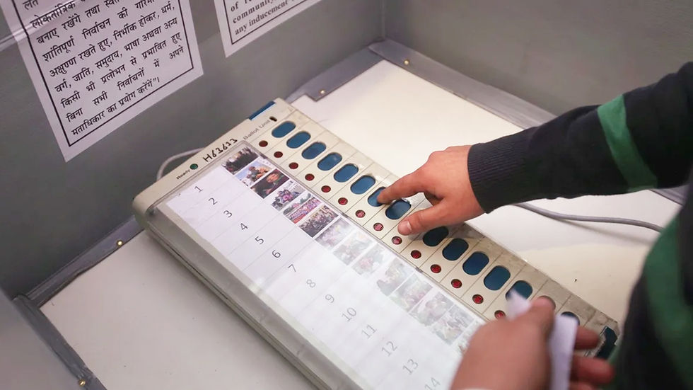 Image: Voting via the EVM | The Indian Express