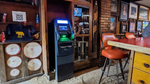 ATM close up at Moose's Saloon in Kalispell, Montana
