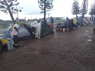 Homeless Venezuelans living on the streets in Pacaraima, Brazil