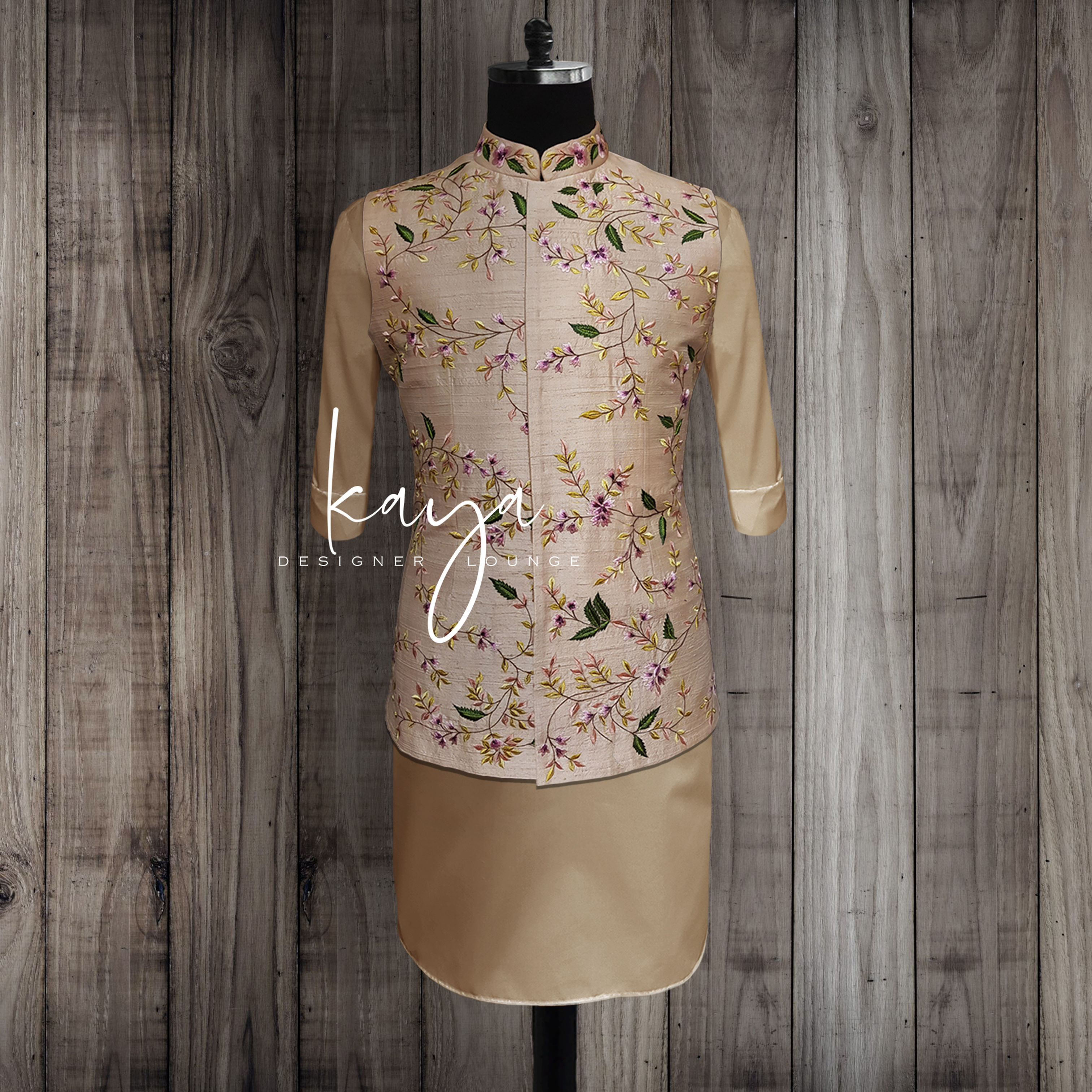 Embroidered Sleeveless Jacket Set