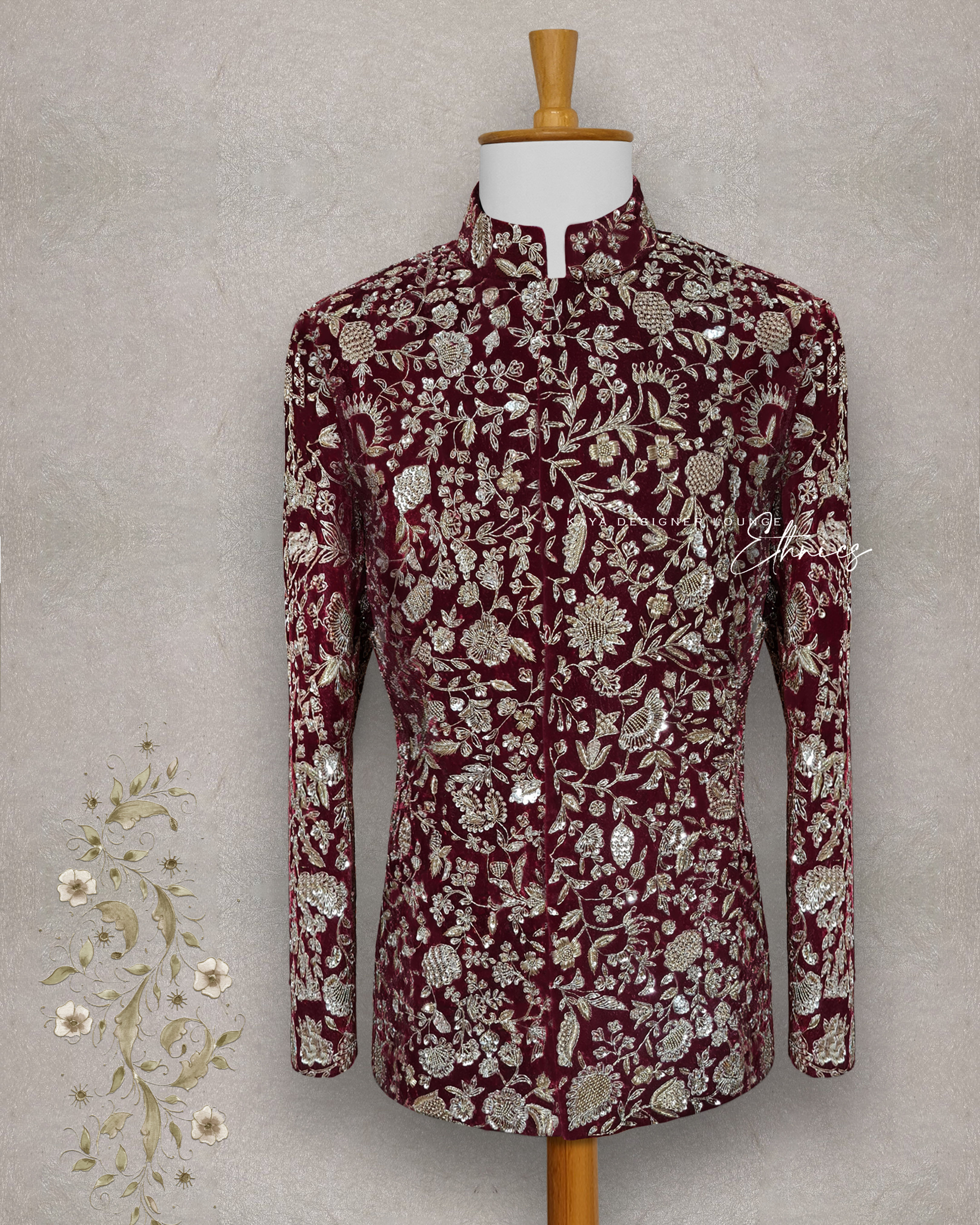 Velvet Bandhgala Jacket (hand work) Set