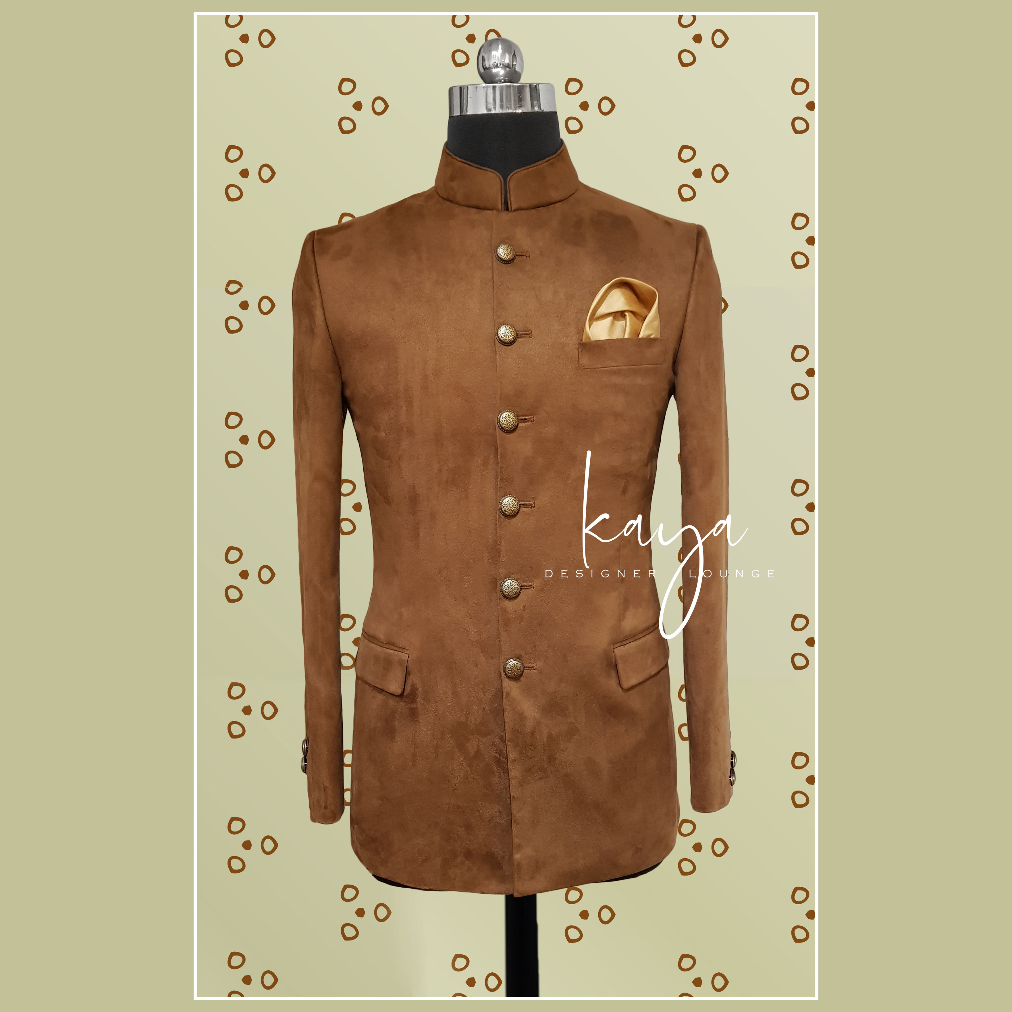 Suede Bandhgala Jacket Set