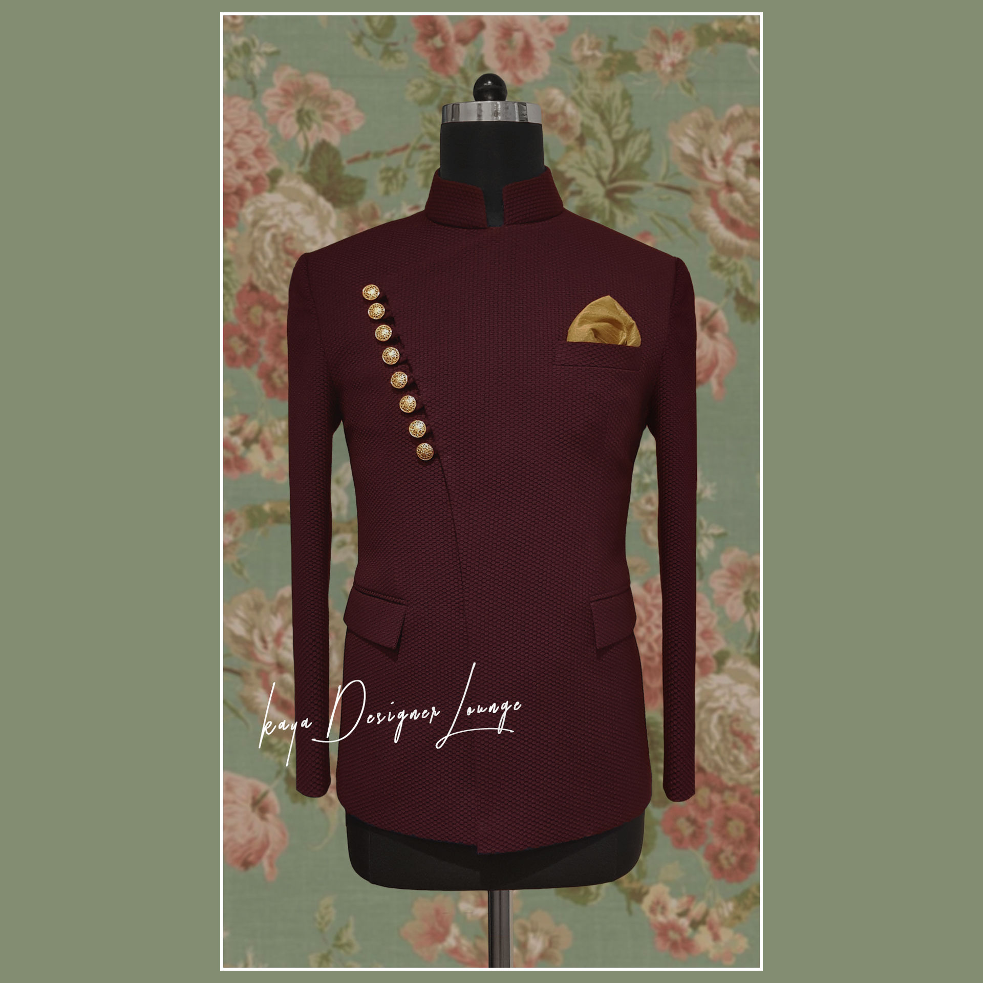 Self Textured Bandhgala Jacket Set