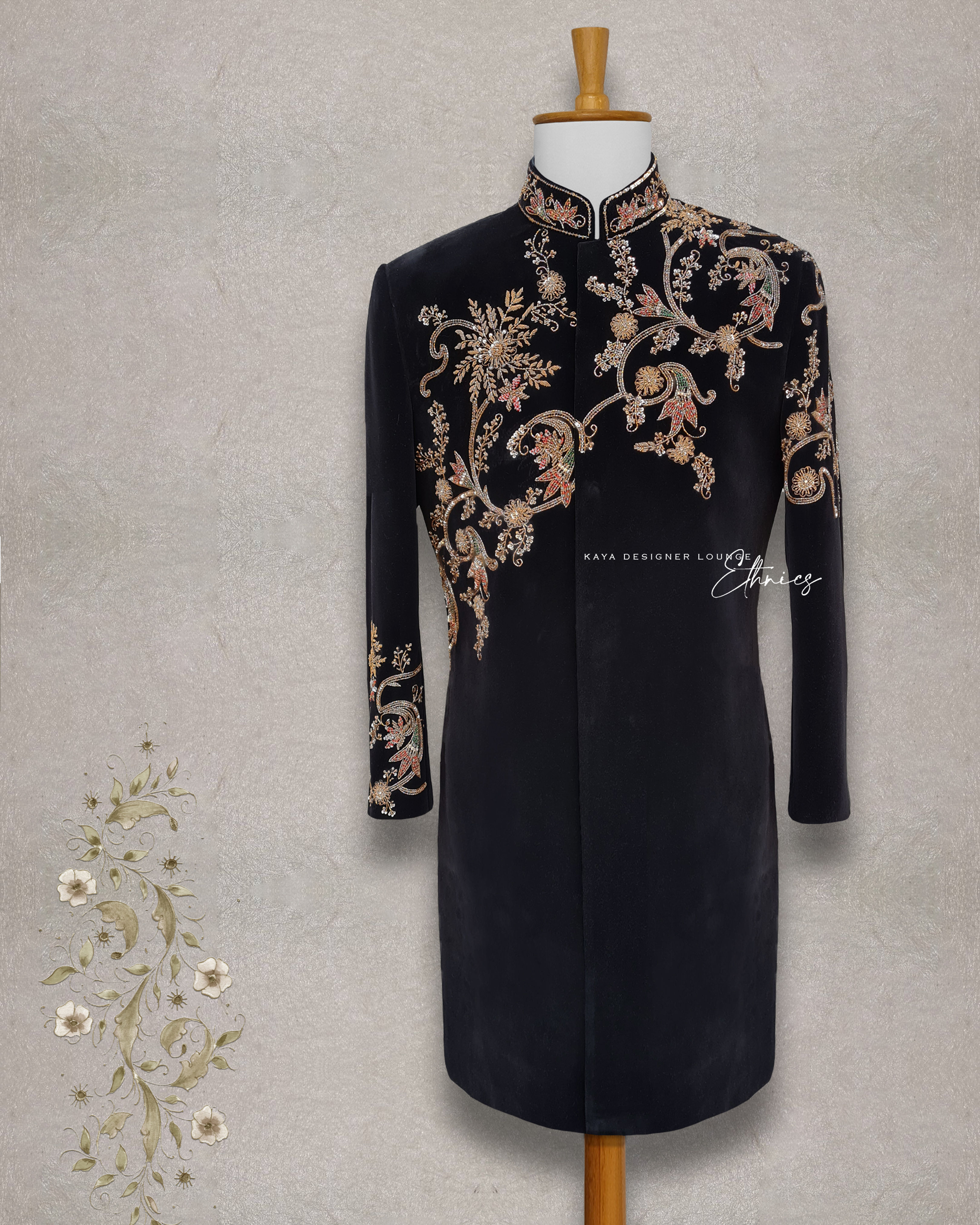 Velvet Sherwani Set (hand work) Set
