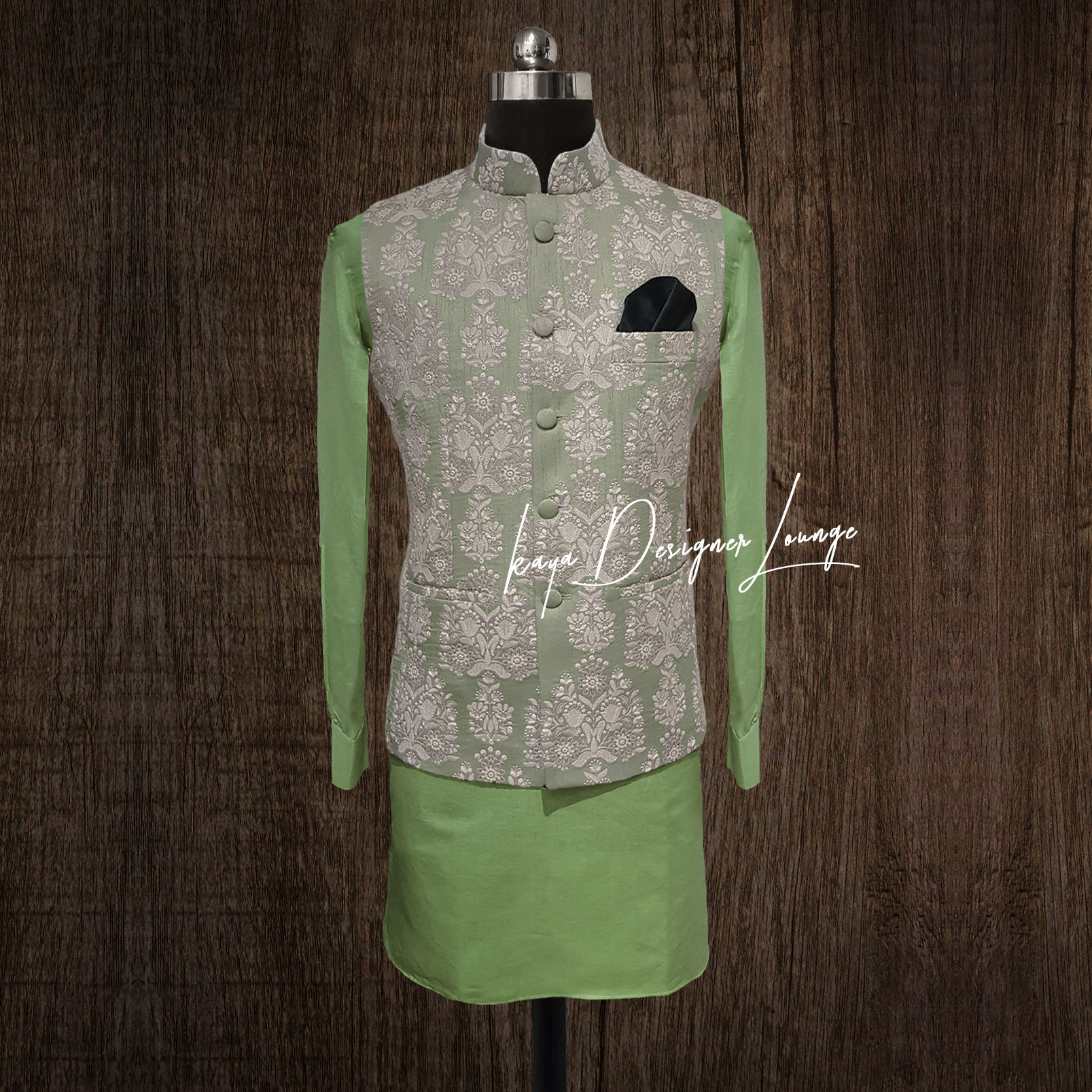 Embroidered Sleeveless Jacket Set