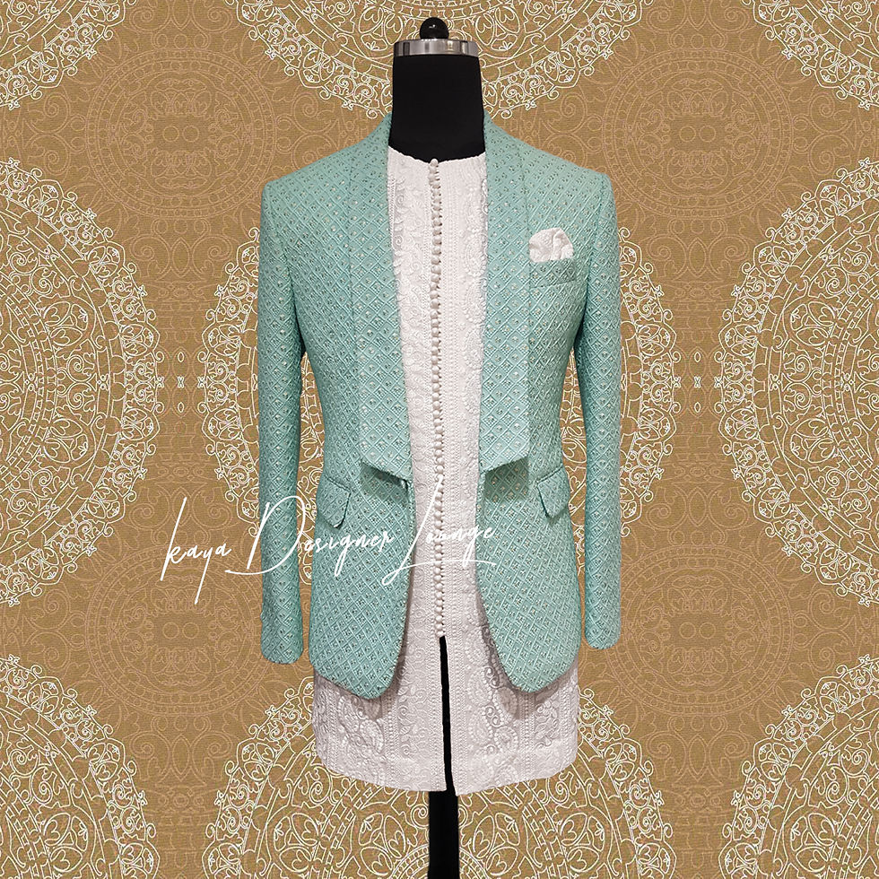 Embroidered Fabric Front Open Jacket Set
