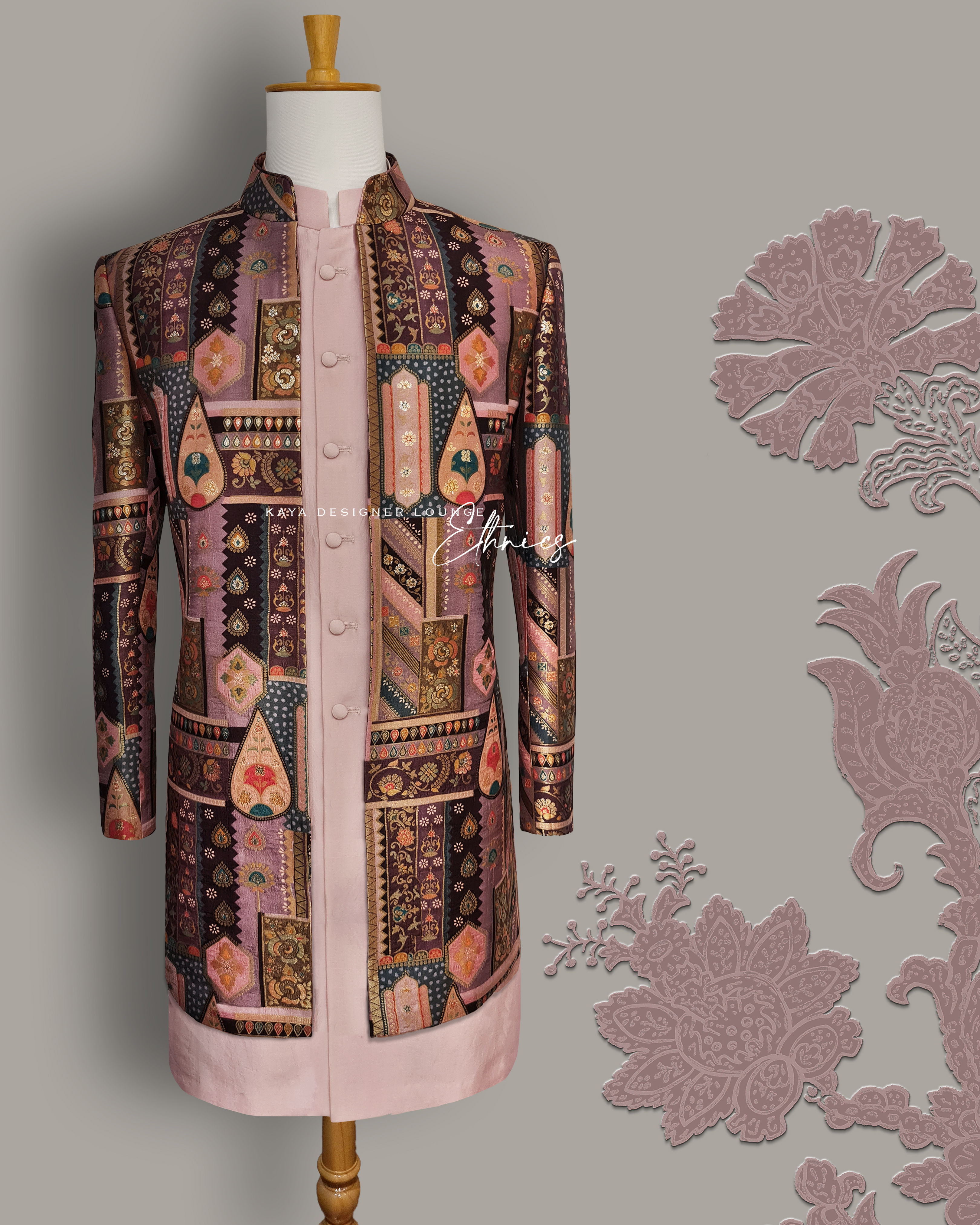 Brocade Front Open Jacket (indo-western) Set