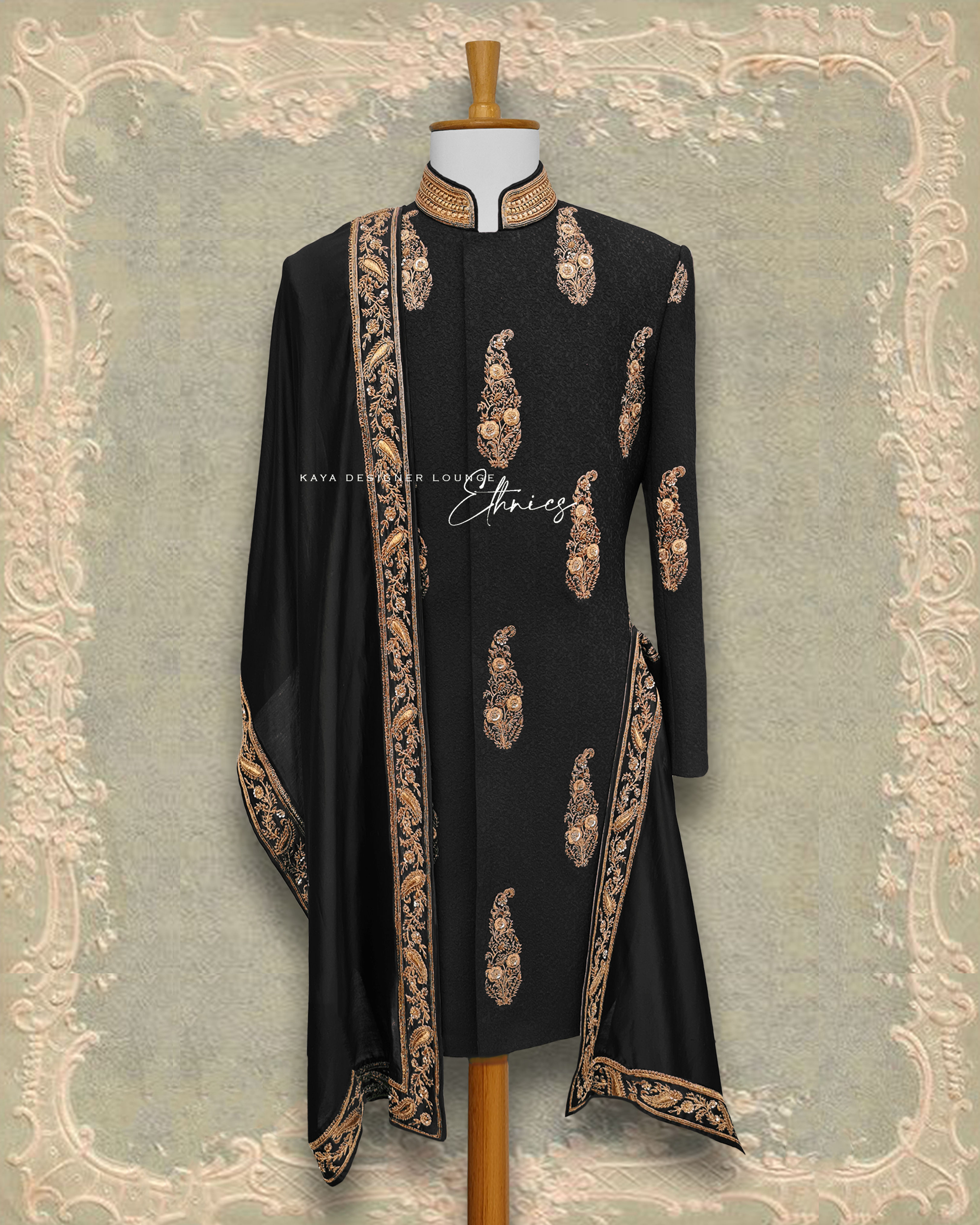 Embroidered Fabric Sherwani (hand work) Set
