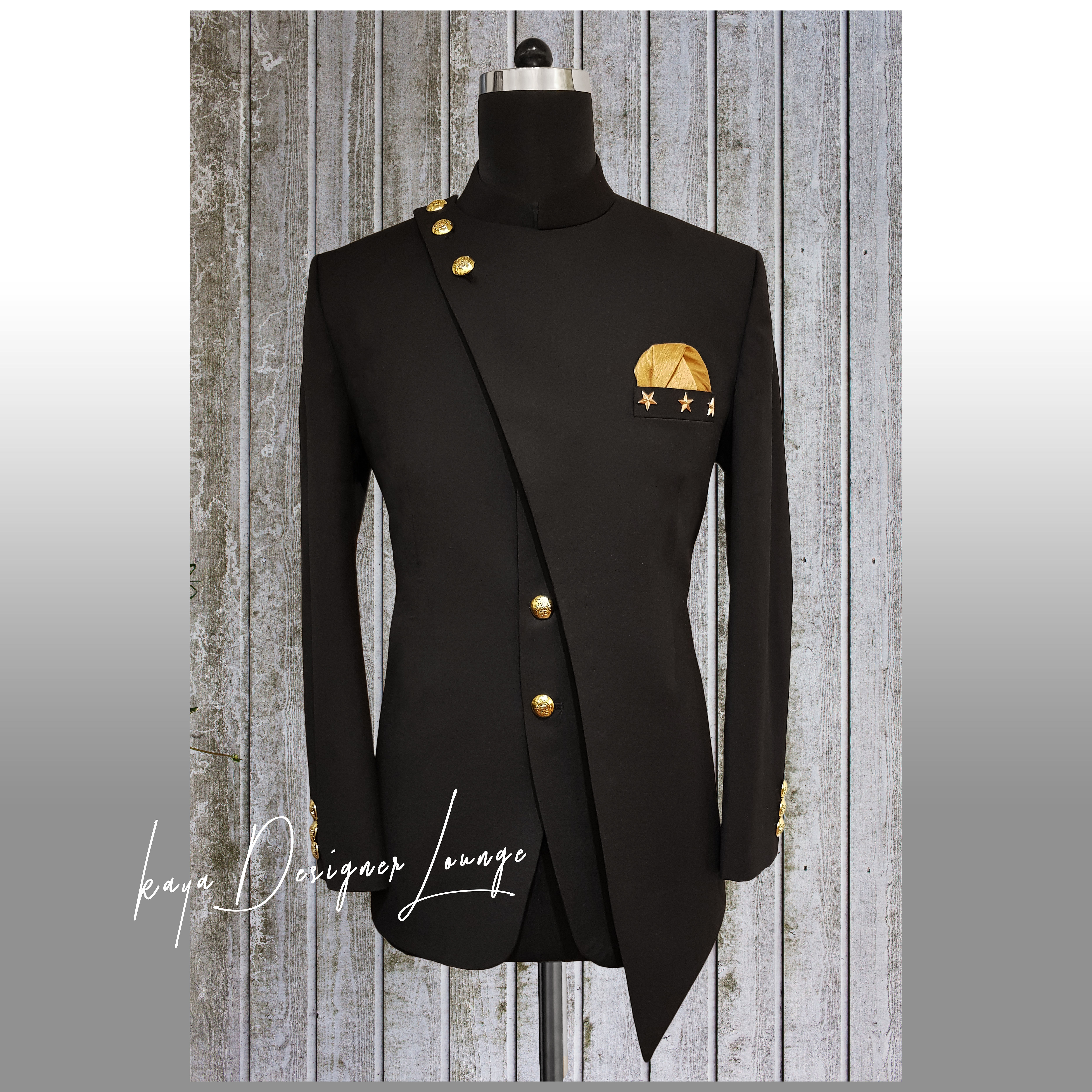 Asymmetric Bandhgala Jacket Set