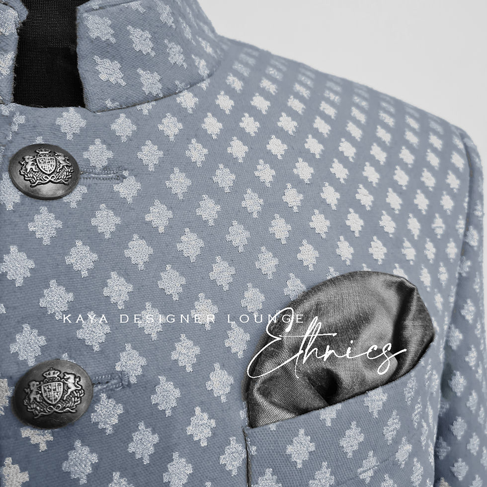 Thumbnail: Embroidered Fabric Bandhgala Jacket Set