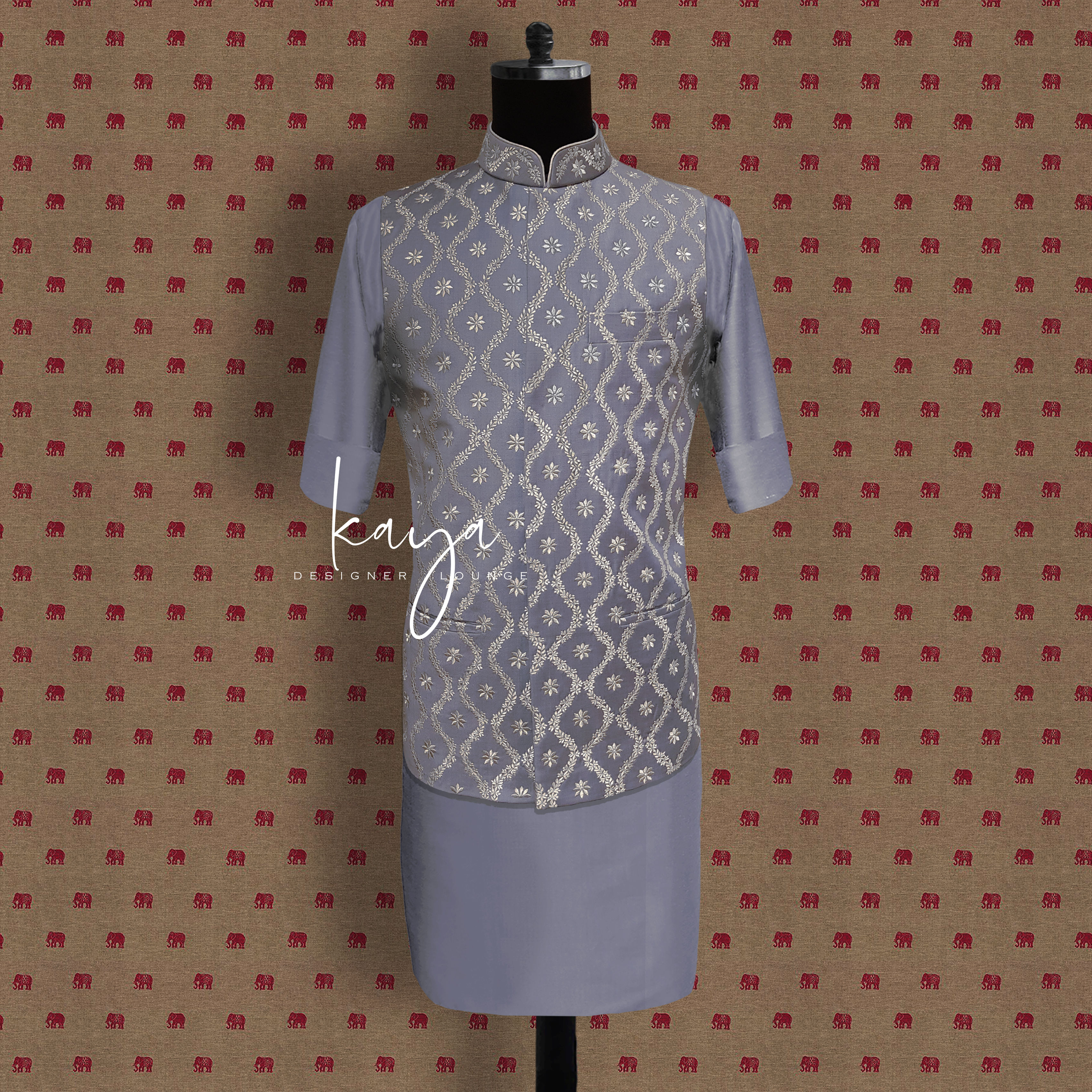 Embroidered Sleeveless Jacket Set