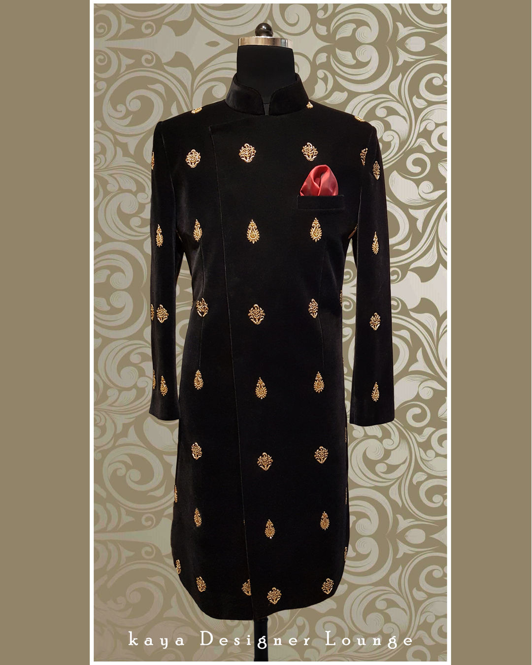 Velvet Sherwani (hand work) Set