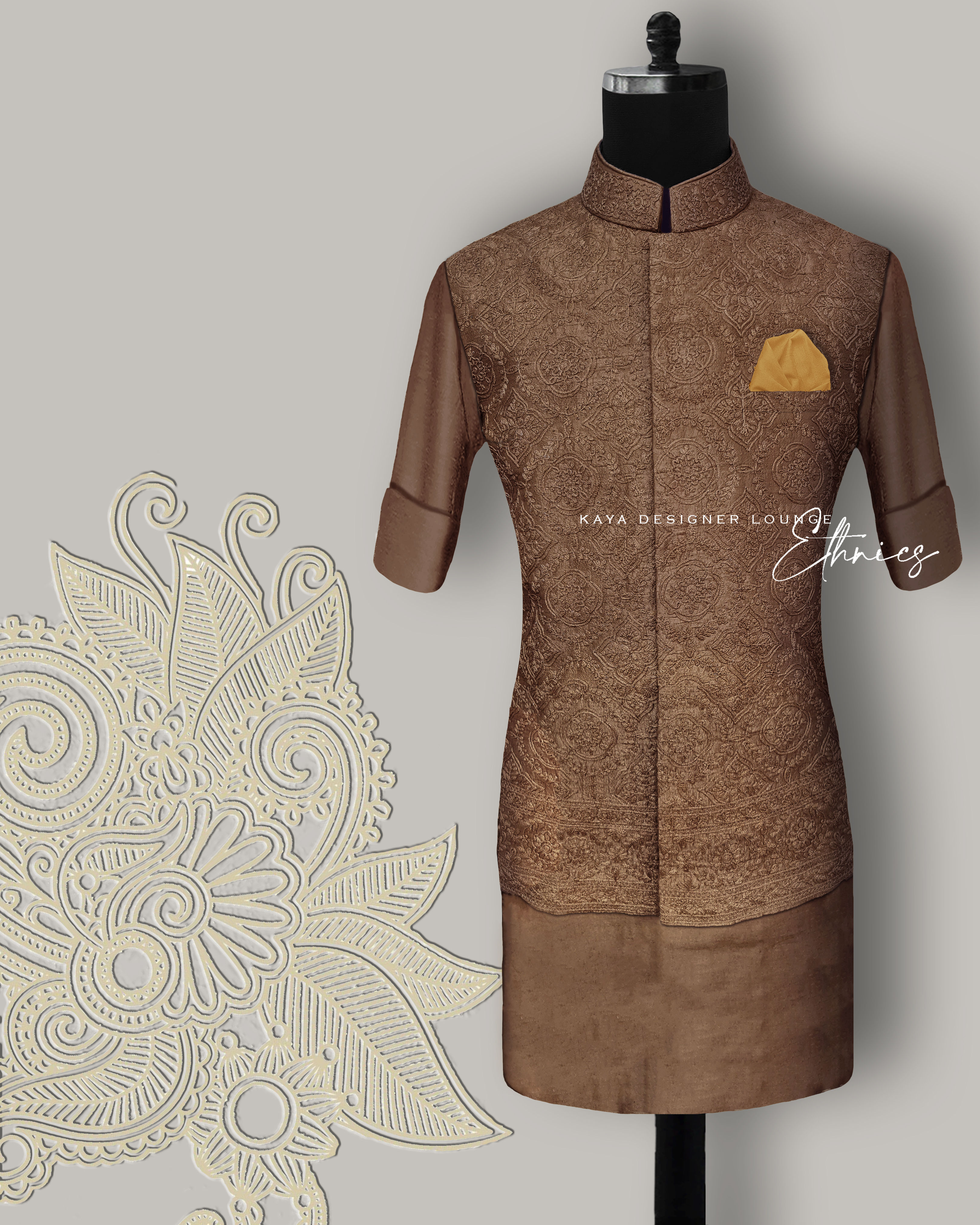 Embroidered Sleeveless Jacket Set