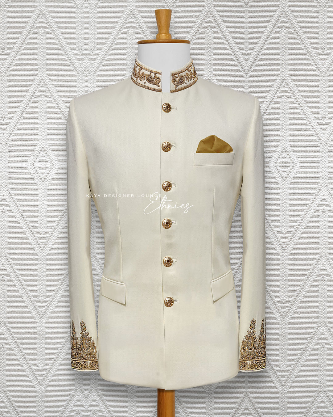 Cream Bandhgala Jacket (hand work) Set