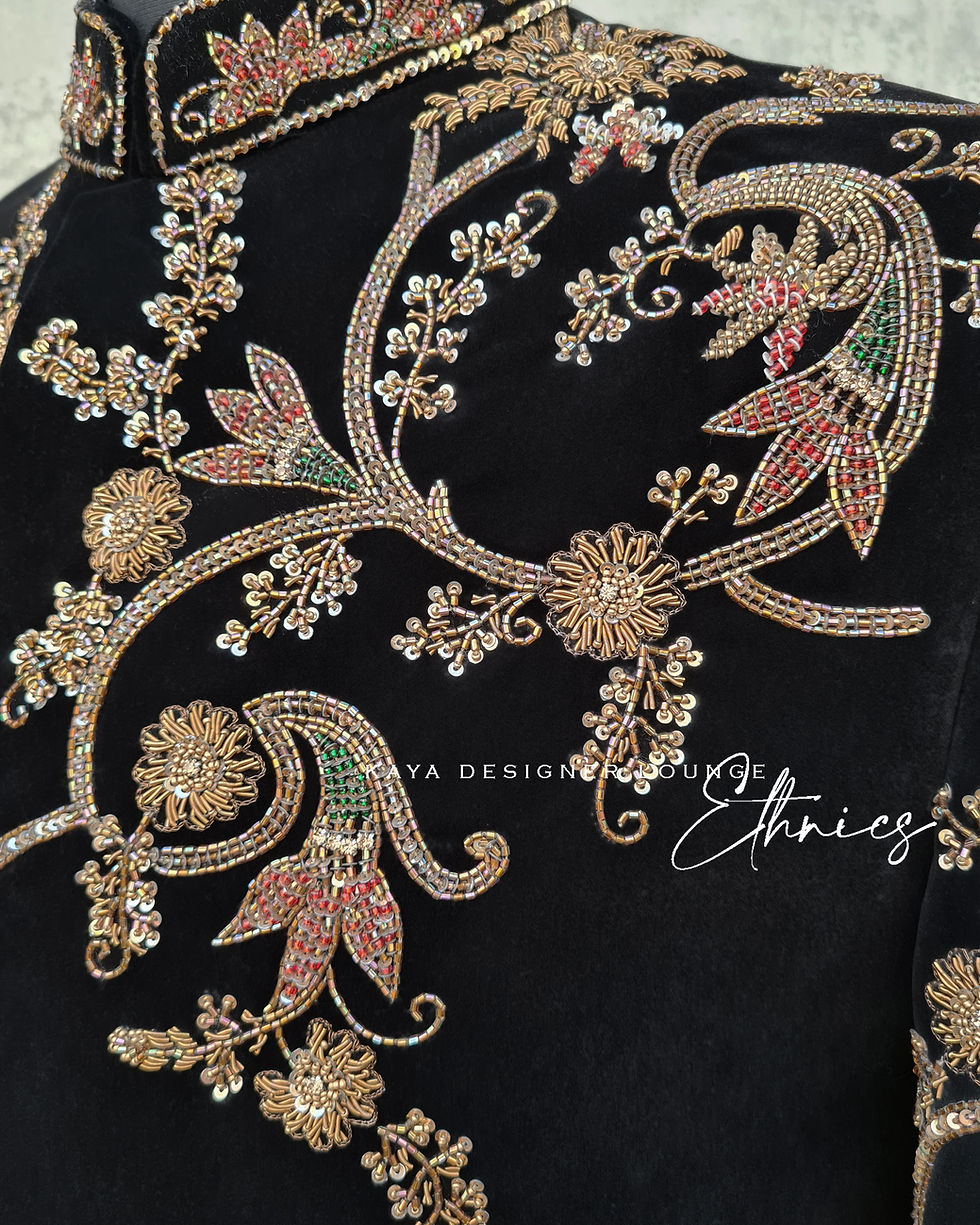 Thumbnail: Velvet Sherwani Set (hand work) Set