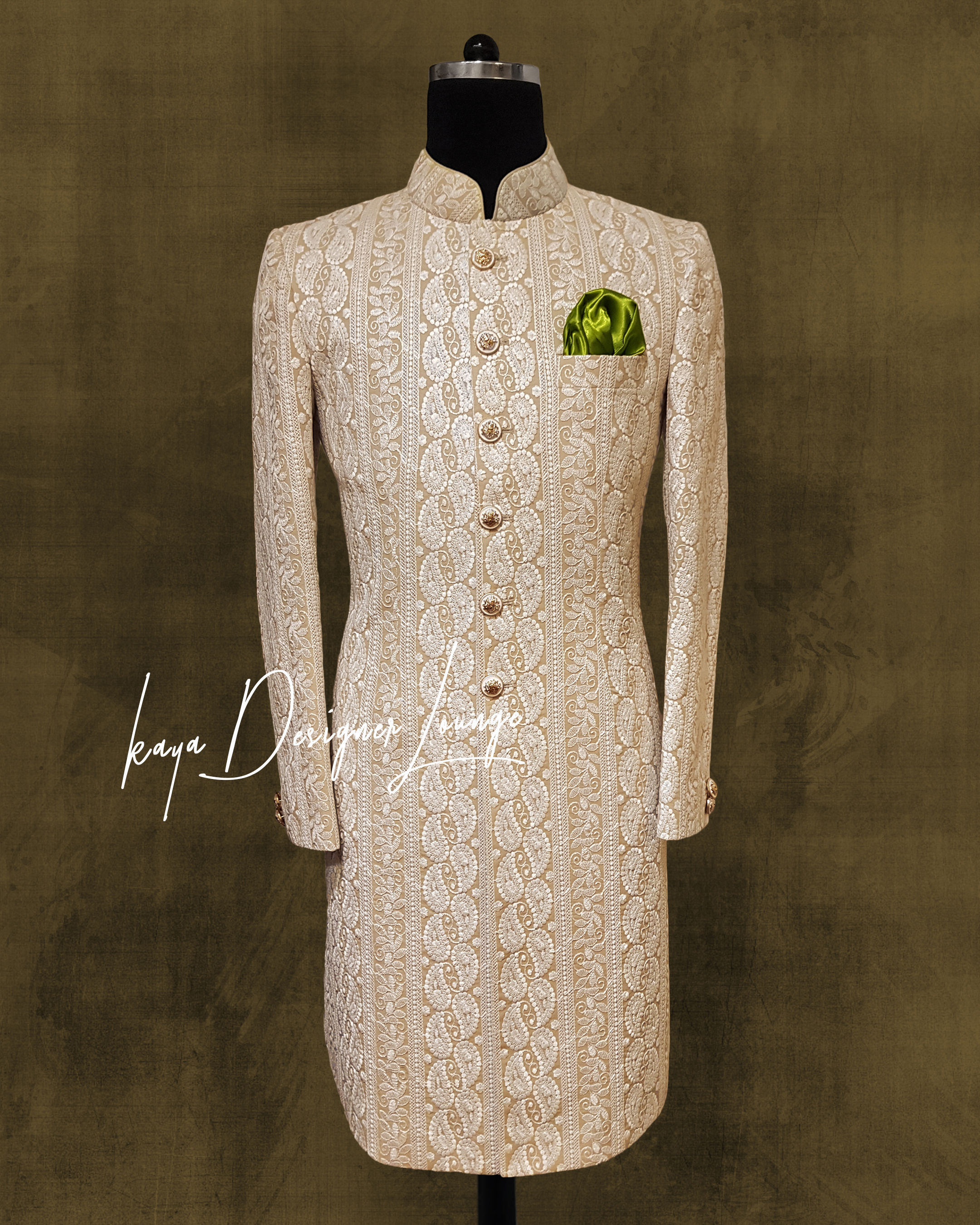 Embroidered Fabric Sherwani Set
