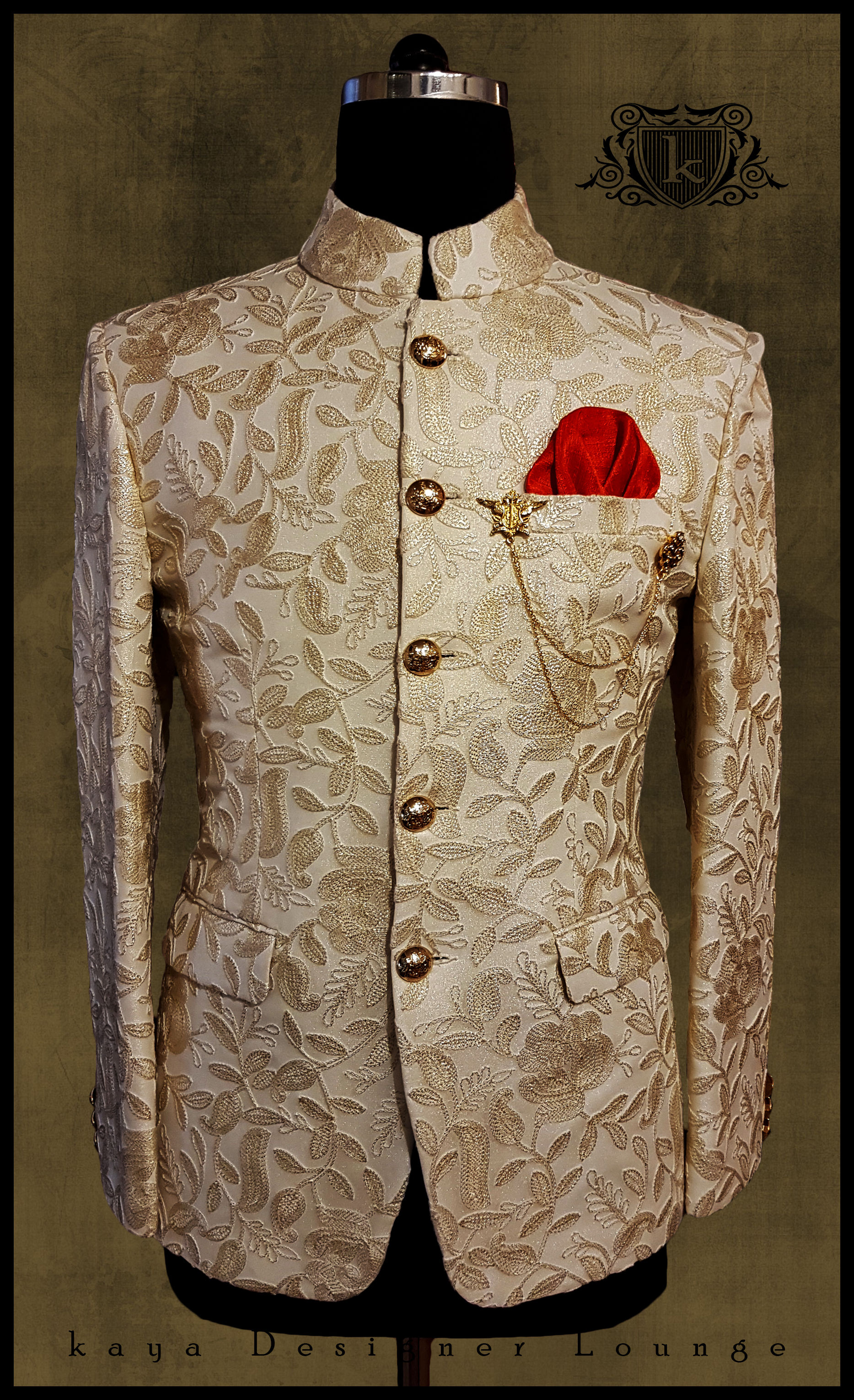 Embroidered Fabric Bandhgala Jacket Set