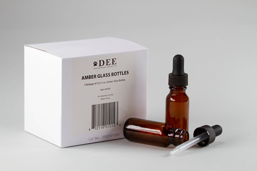 Thumbnail: DEE Amber Glass Bottles - 1/2 Ounce (Box of 12)