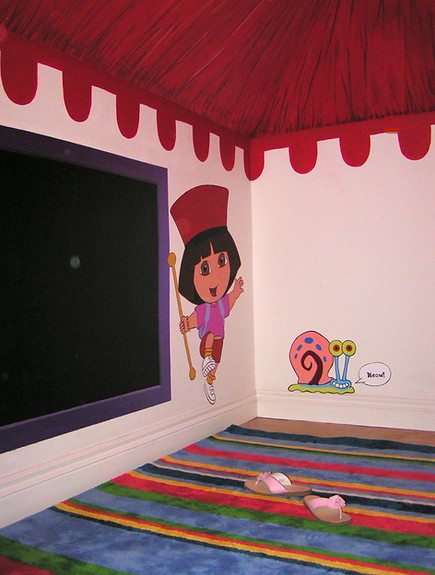 children's artwork custom painted chalkboard painting dora the explorer Gary snail Sponge Bob Patrick the starfish