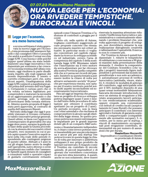 CON I CRITERI DELLA NUOVA LEGGE PER L’ECONOMIA SI RIDUCANO TEMPI E BUROCRAZIA.