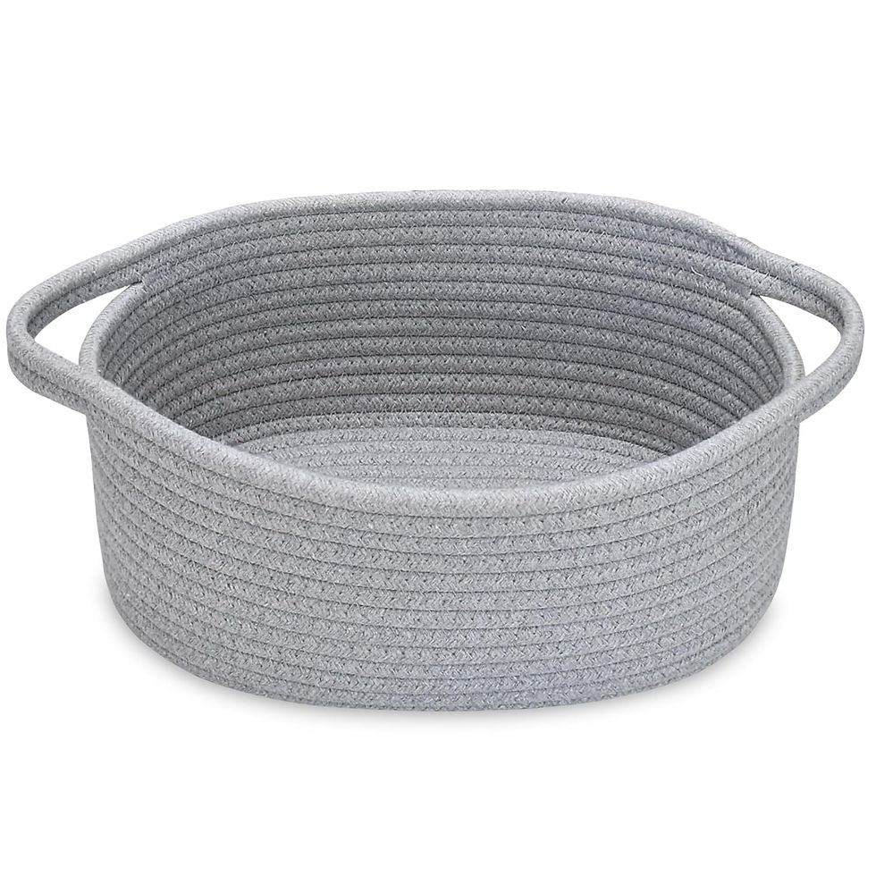 Thumbnail: ABenkle Small Woven Storage Basket with Handles - 12"x8"x5", Decorative Rope Bi