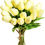Thumbnail: Mandy's 20pcs White Artificial Tulip Silk Fake Flowers 13.5" for Spring Mother'