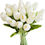 Thumbnail: Mandy's 20pcs White Artificial Tulip Silk Fake Flowers 13.5" for Spring Mother'