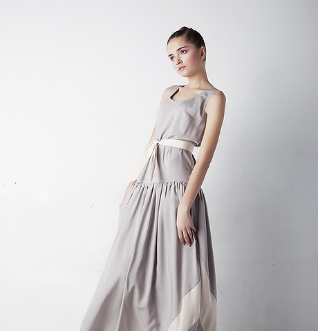 Woman in grey dress