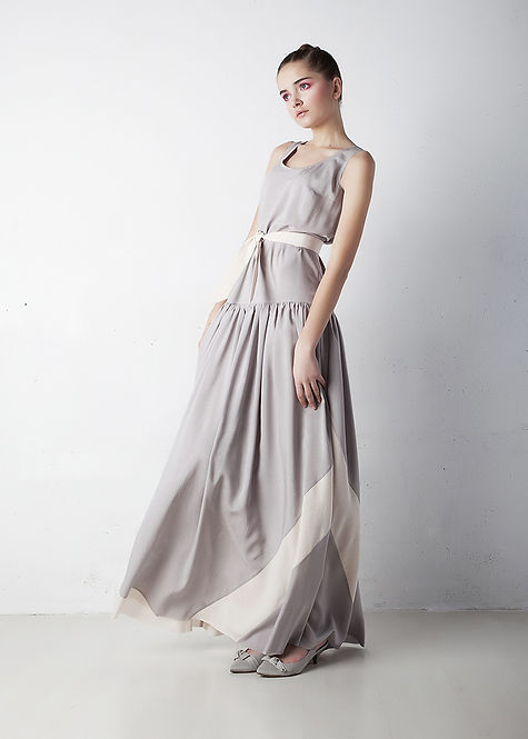 Woman in grey dress