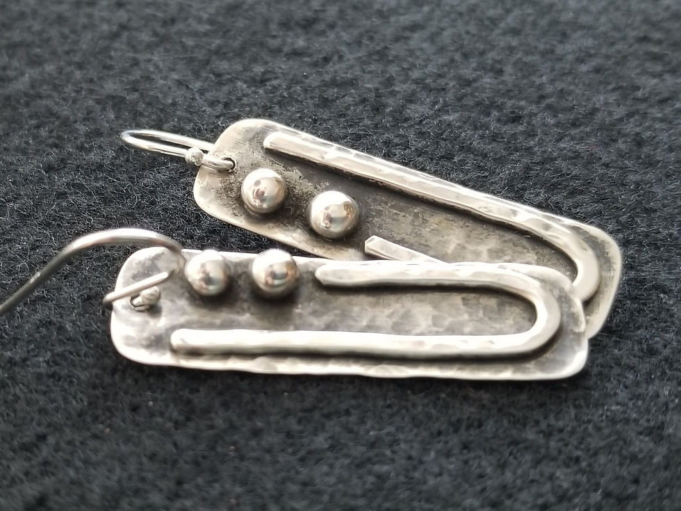 Thumbnail: Silver Line and Dots Earrings