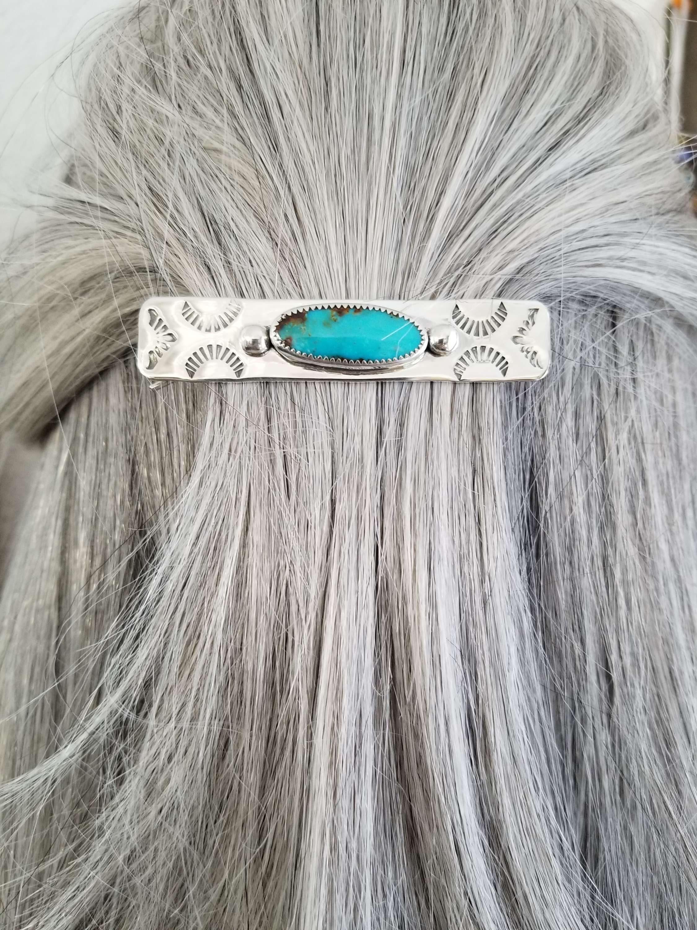 Kingman Turquoise Hair Barrette 