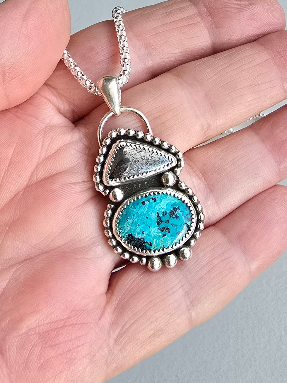 Thumbnail: Shattuckite and Native Silver Goddess Necklace 