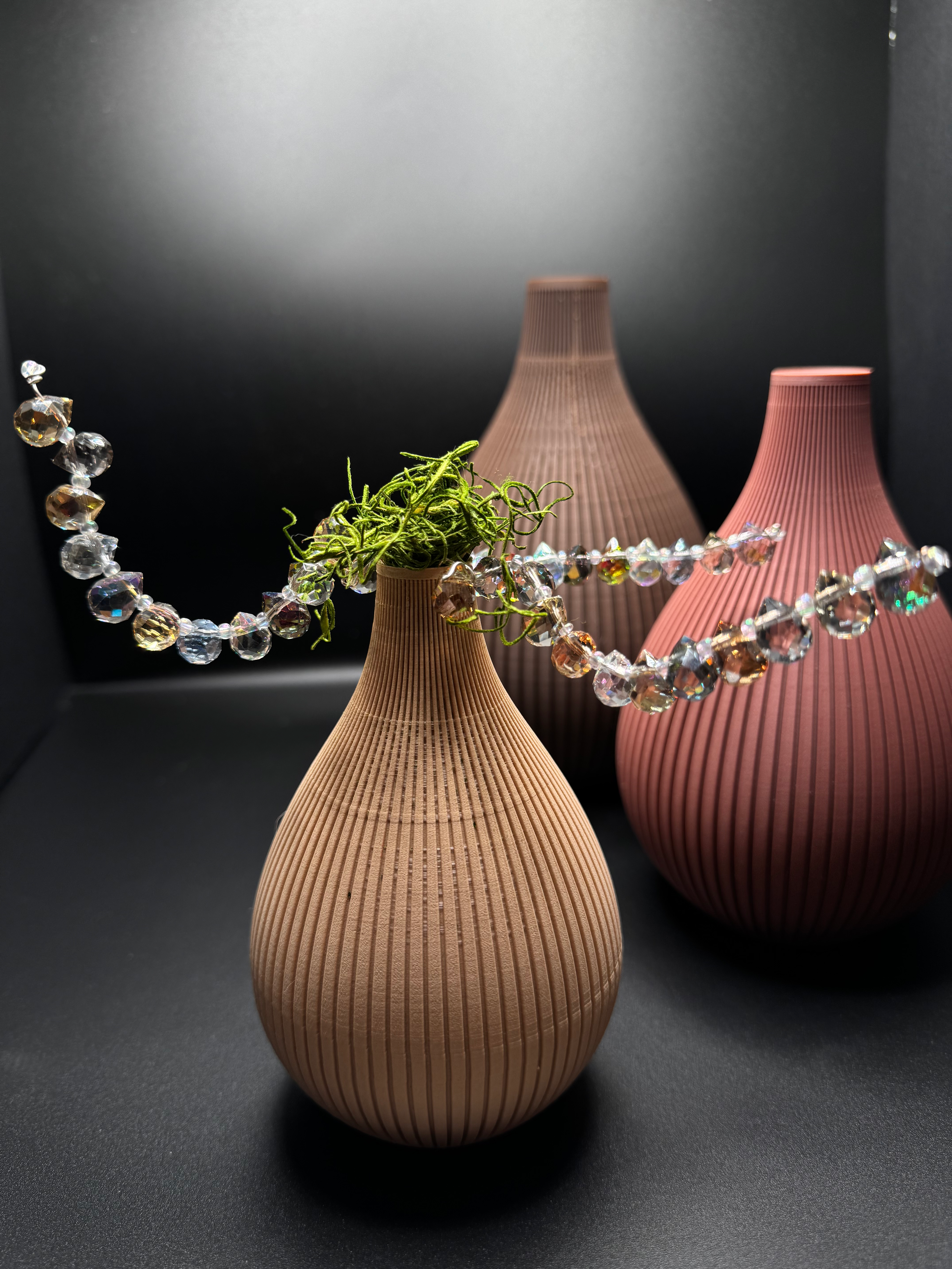3-Piece Wood-Filled 3D Printed Vase Set