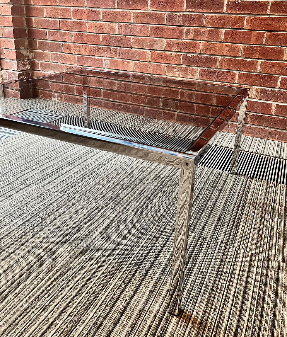 Thumbnail: Mid century chrome and smoked glass coffee table